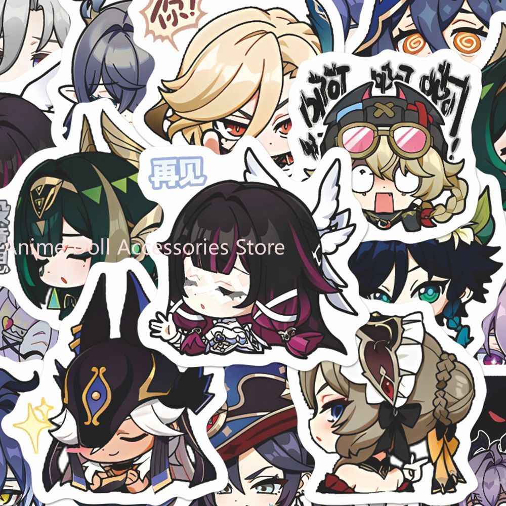 Laptop Original Accessories - 64 Pezzi Adesivi Anime Genshin Impact